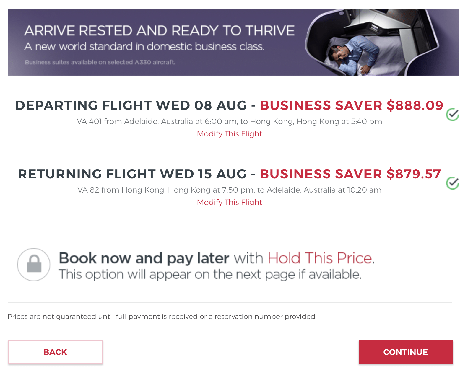 Virgin Australia The Business To Hong Kong Return For Only $ 1748.34 6