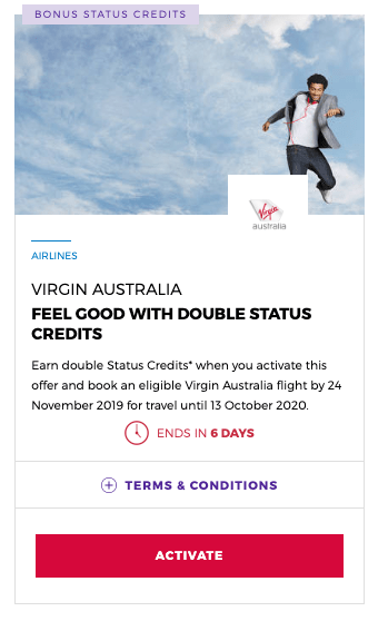 Virgin Australia Double Status Promotion November 2019 1